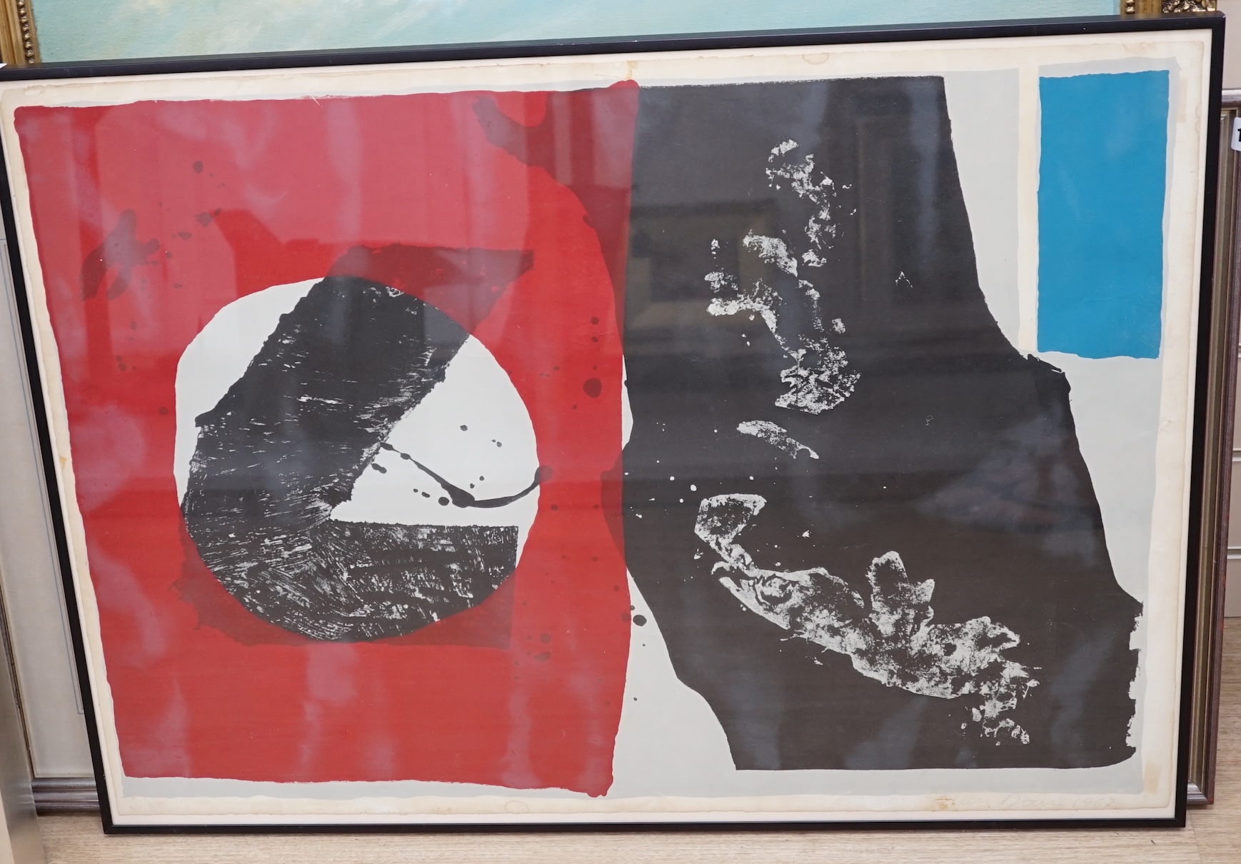 Alan Davie (Scottish, 1920-2014), colour lithograph, 'Sleep my angel' signed and dated 1962, limited edition of 50, with original bill of sale 1963, 59 x 81cm. Condition - poor to fair, discolouration and staining